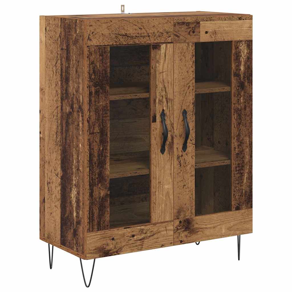 vidaXL Highboard 2 pcs Altholz Ingenieurholz und Glas