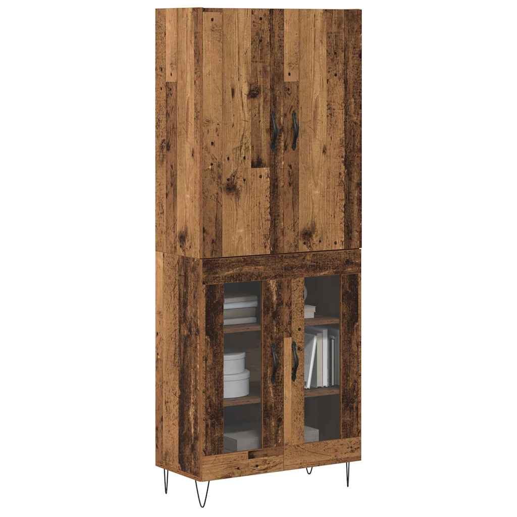 vidaXL Highboard 2 pcs Altholz Ingenieurholz und Glas