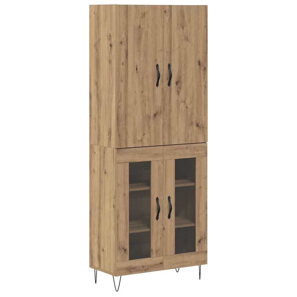 vidaXL Highboard 2 pcs Artisan-Eiche Ingenieurholz und Glas
