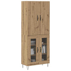 vidaXL Highboard 2 pcs Artisan-Eiche Ingenieurholz und Glas