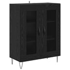 vidaXL Highboard 2 pcs Schwarz Eichen-Optik Ingenieurholz und Glas