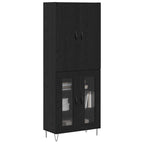 vidaXL Highboard 2 pcs Schwarz Eichen-Optik Ingenieurholz und Glas