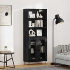 vidaXL Highboard 2 pcs Schwarz Eichen-Optik Holzwerkstoff