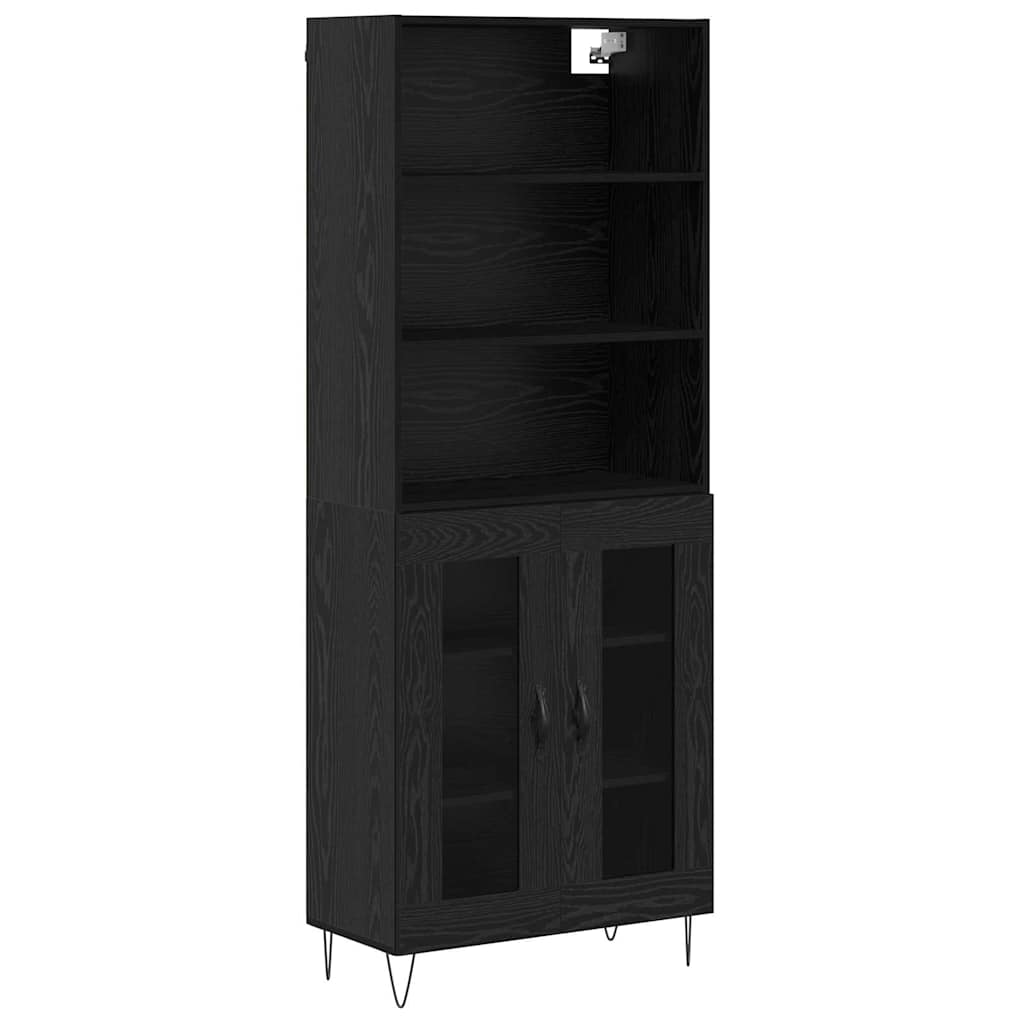 vidaXL Highboard 2 pcs Schwarz Eichen-Optik Holzwerkstoff