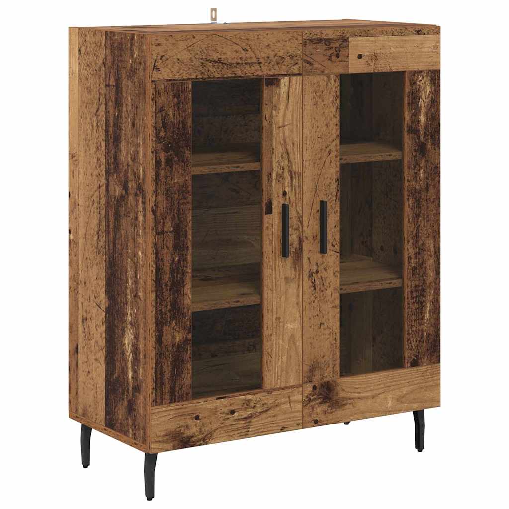 vidaXL Highboard Altholz 69,5 x 34 x 180 cm Engineered Wood und Glas
