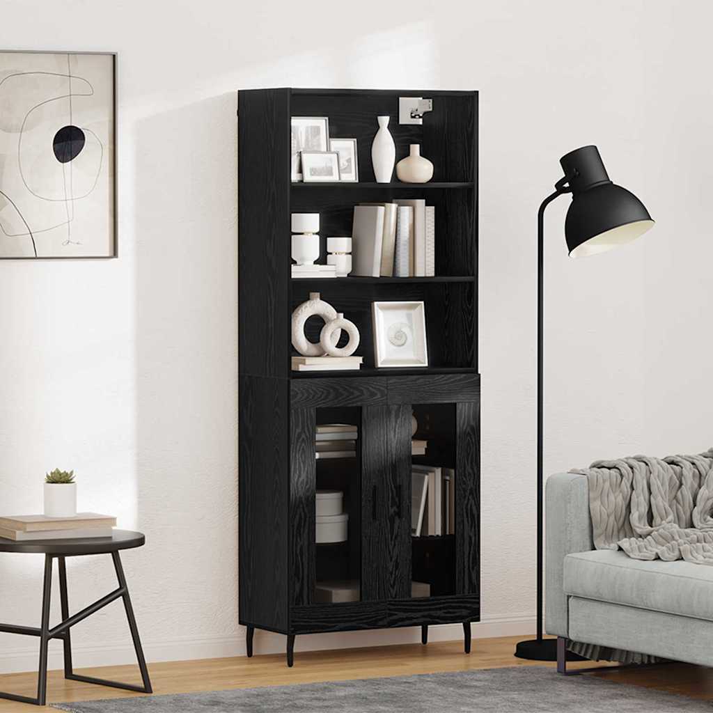 vidaXL Highboard Schwarz Eichen-Optik 69,5 x 34 x 180 cm