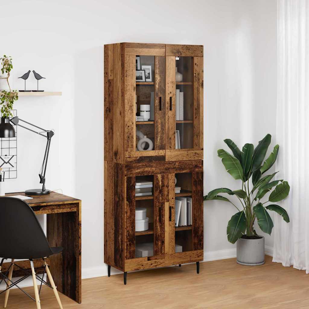 vidaXL Highboard 2 pcs Altholz Engineered Wood und Glas