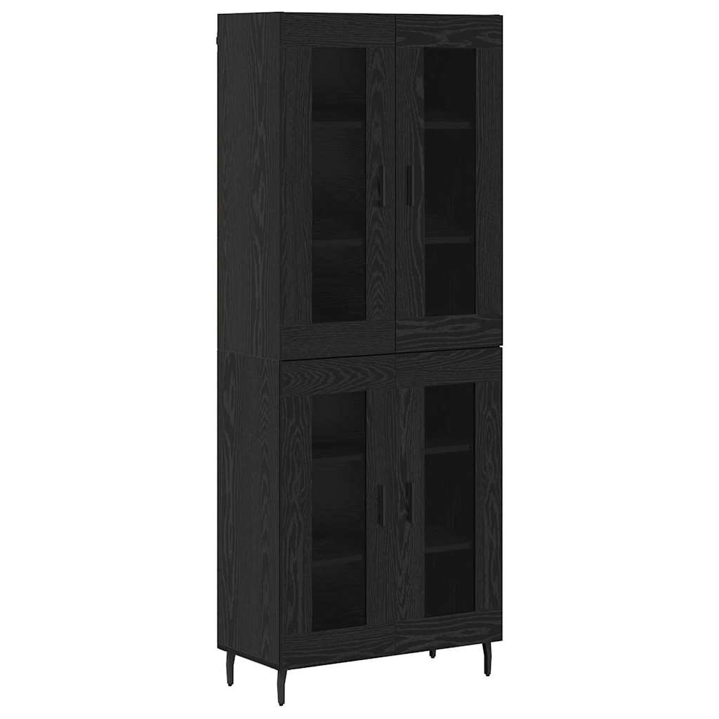vidaXL Highboard 2 pcs Schwarz Eichen-Optik Engineered Wood und Glas