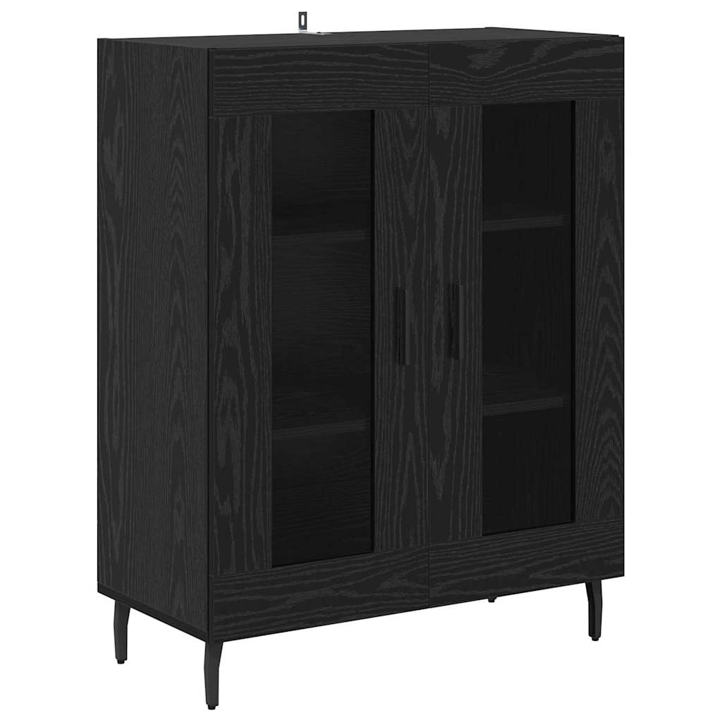 vidaXL Highboard 2 pcs Schwarz Eichen-Optik Engineered Wood und Glas
