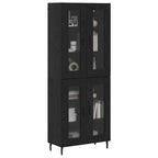 vidaXL Highboard 2 pcs Schwarz Eichen-Optik Engineered Wood und Glas