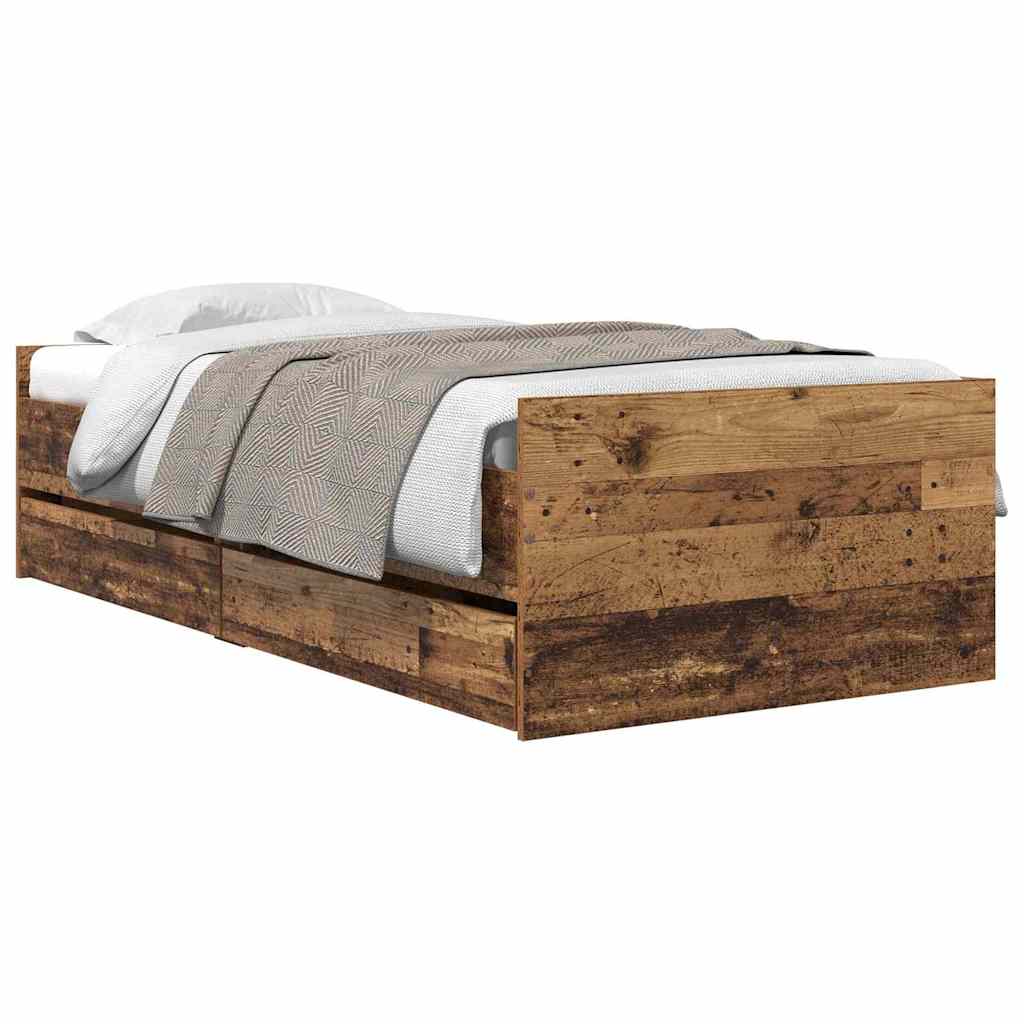 vidaXL Bettrahmen Altholz 100 x 200 cm Massives Kiefernholz