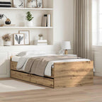 vidaXL Bettrahmen Artisan-Eiche 100 x 200 cm Massives Kiefernholz