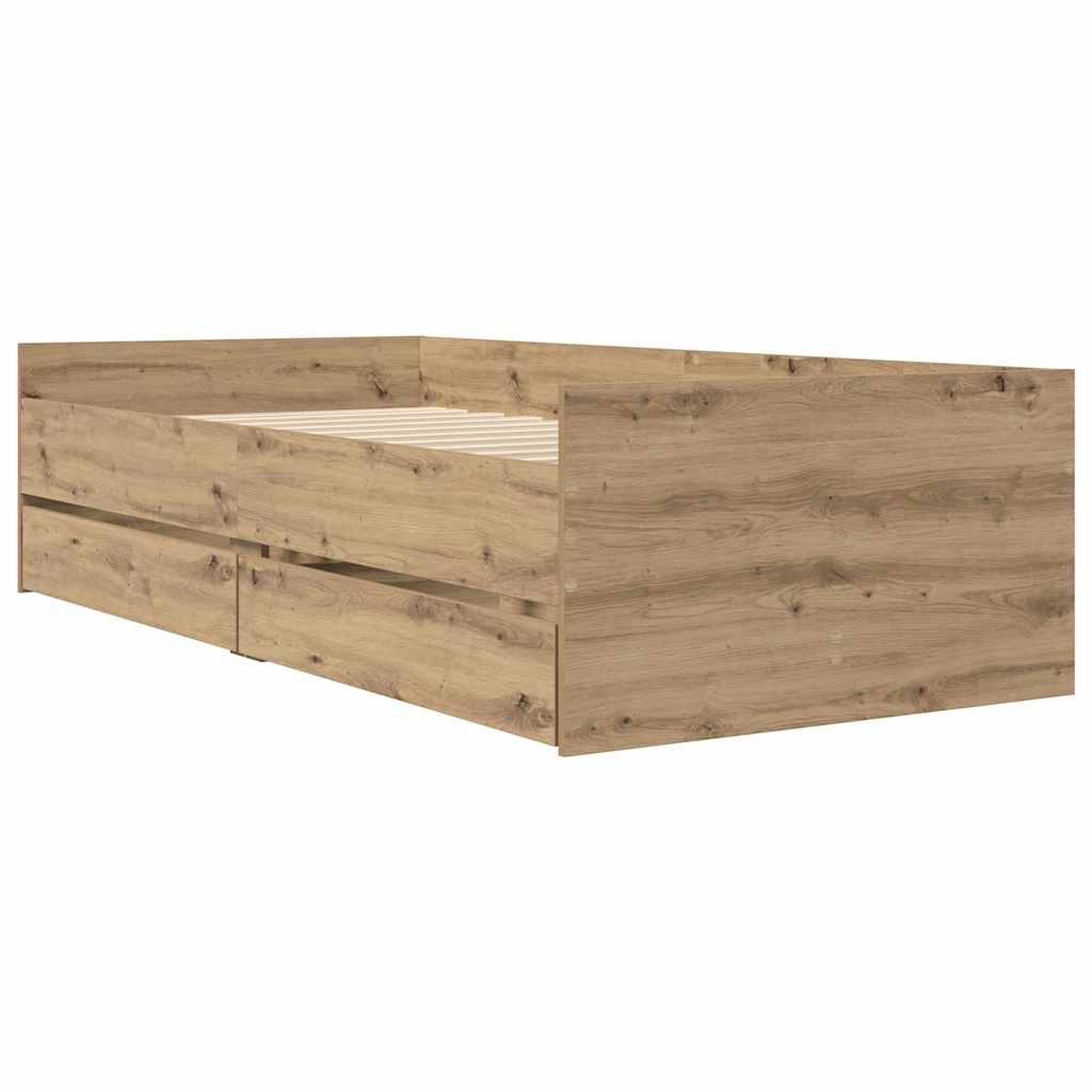 vidaXL Bettrahmen Artisan-Eiche 100 x 200 cm Massives Kiefernholz