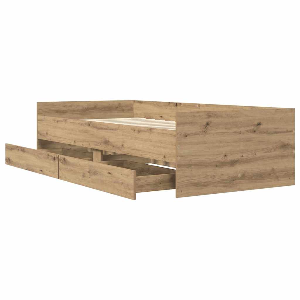 vidaXL Bettrahmen Artisan-Eiche 100 x 200 cm Massives Kiefernholz