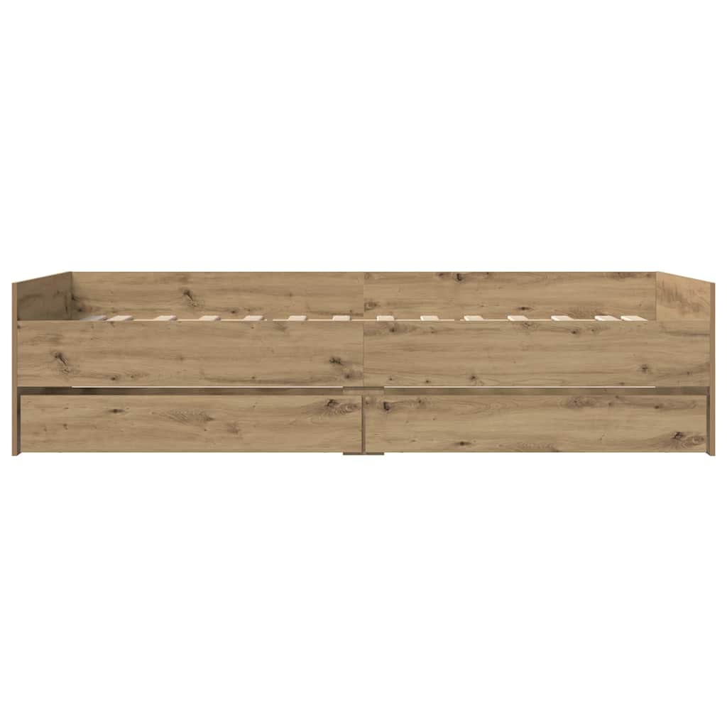 vidaXL Bettrahmen Artisan-Eiche 100 x 200 cm Massives Kiefernholz