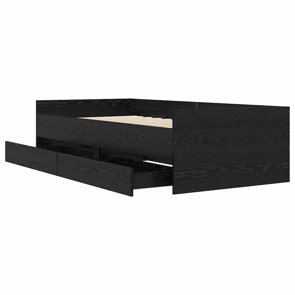 vidaXL Bettrahmen mit Schubladen Schwarz Eichen-Optik 100 x 200 cm