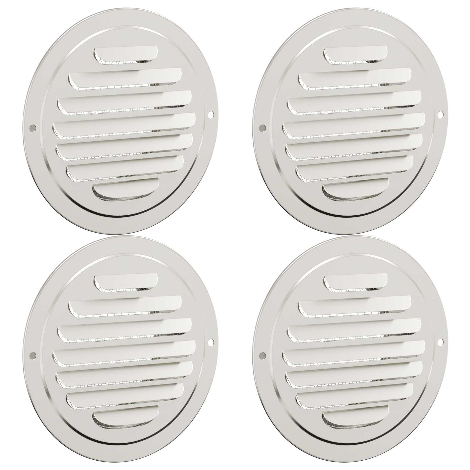 vidaXL Lüftungsgitter 4 pcs Silber 80 mm Edelstahl