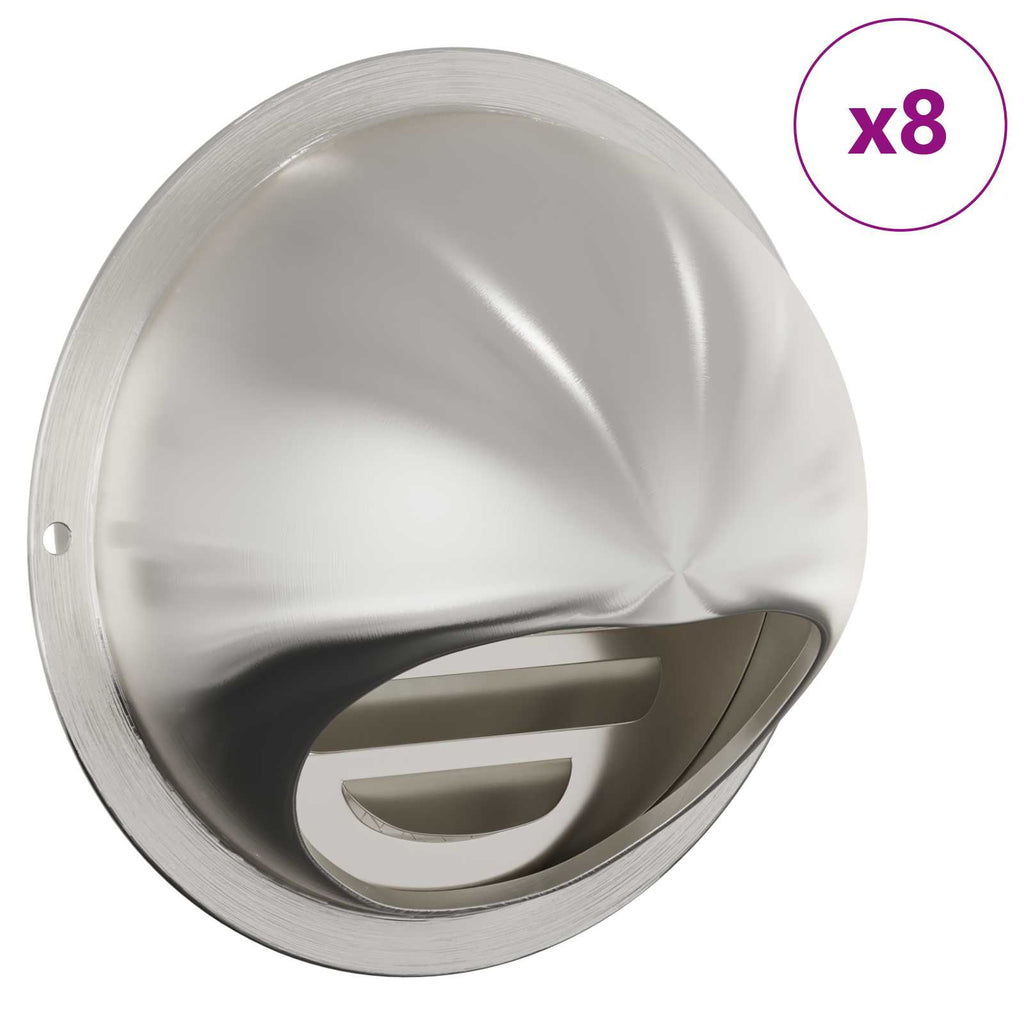 vidaXL Lüftungsgitter 8 pcs Silber 80 mm Edelstahl