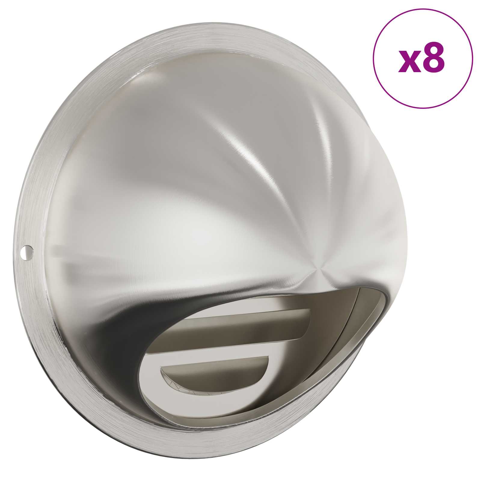 vidaXL Lüftungsgitter 8 pcs Silber 80 mm Edelstahl