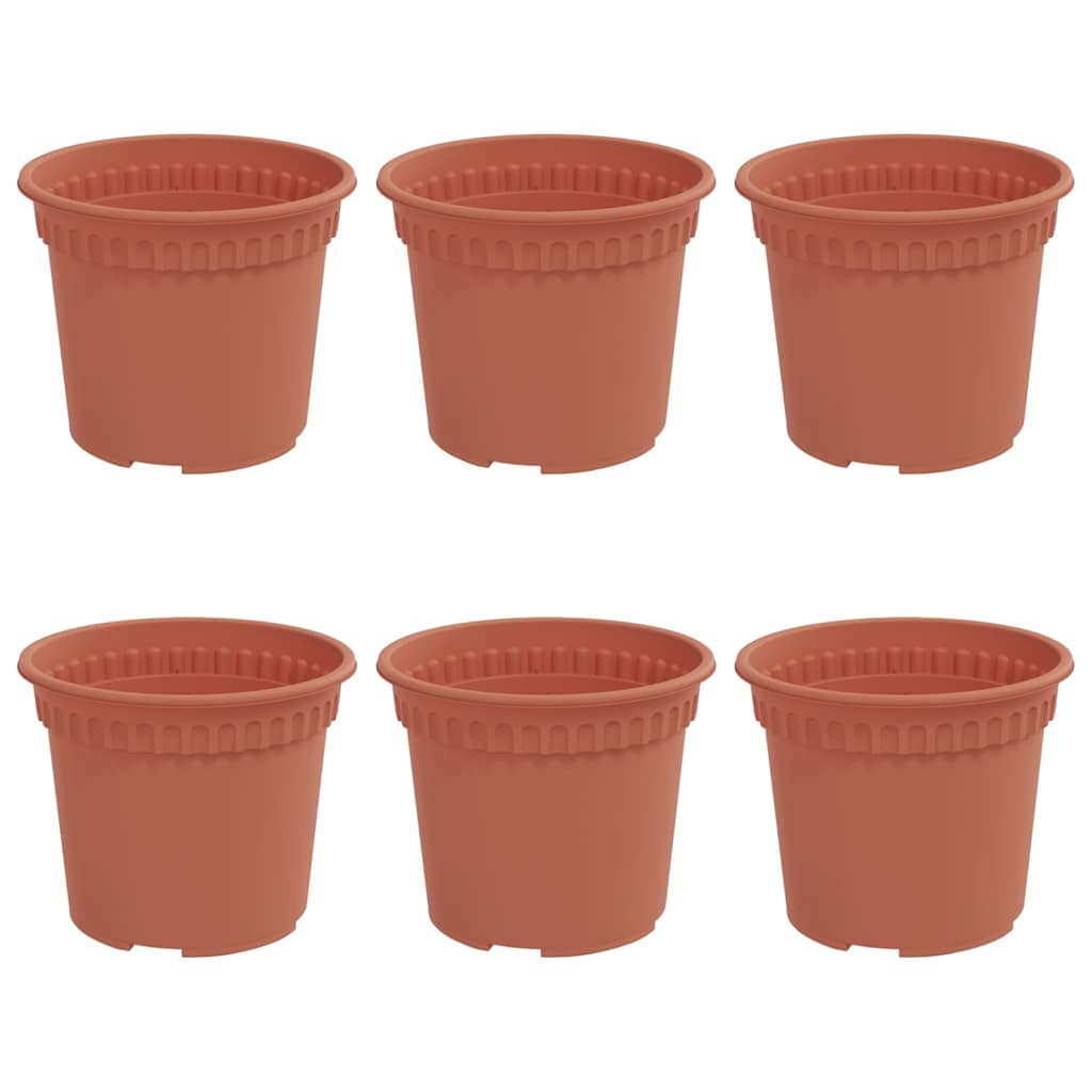 vidaXL Runder Blumentopf 6 pcs Ziegelrot Ø 12,5 x 10 cm Kunststoff
