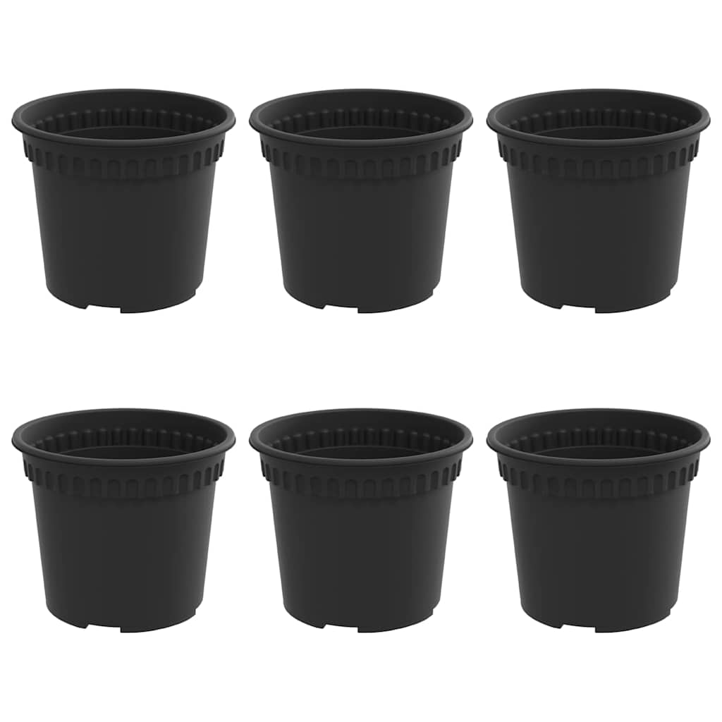 vidaXL Runder Blumentopf 6 pcs Schwarz Ø 12,5 x 10 cm Kunststoff
