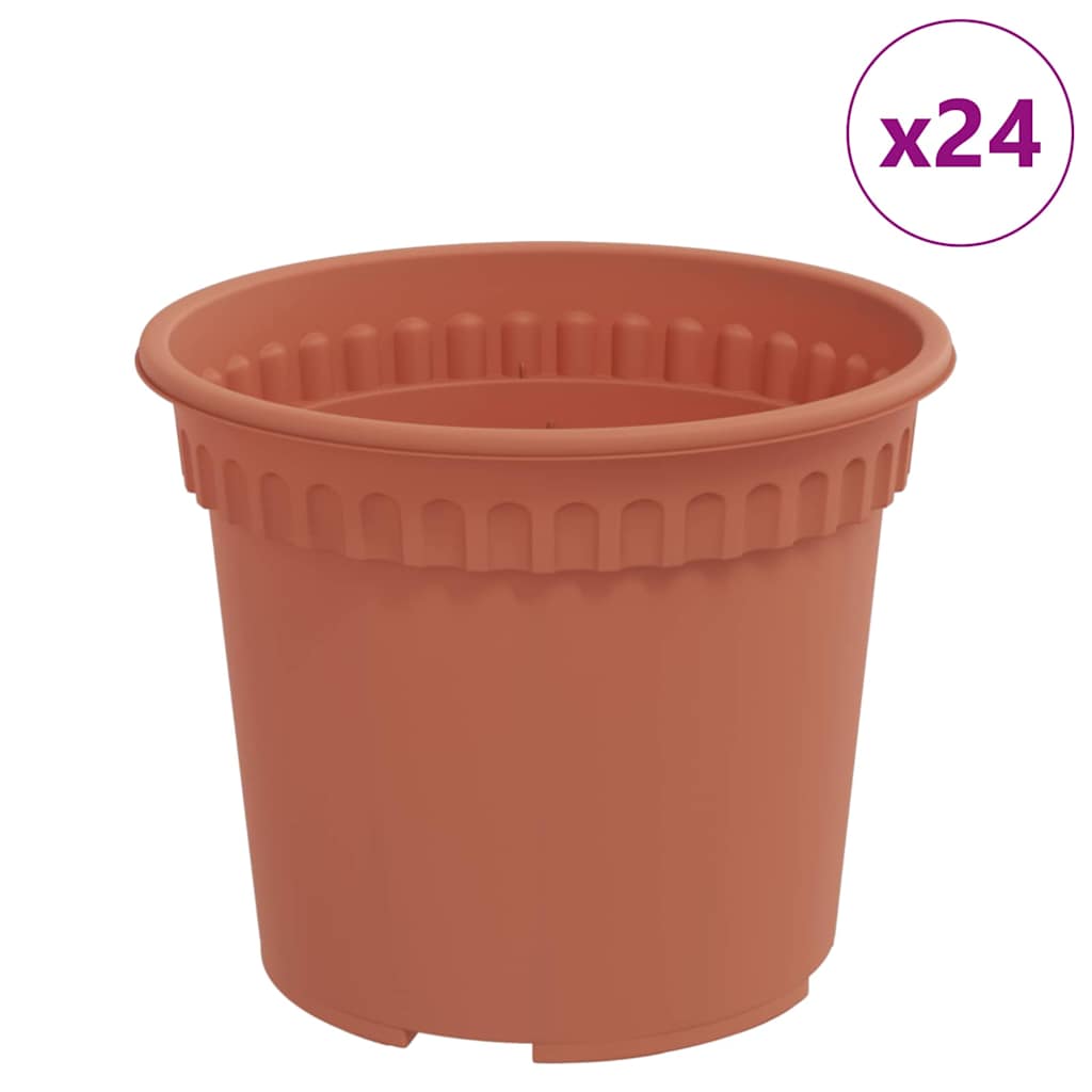 vidaXL Runder Blumentopf 24 pcs Ziegelrot Ø 12,5 x 10 cm Kunststoff