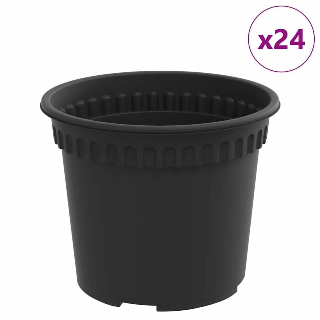 vidaXL Runder Blumentopf 24 pcs Schwarz Ø 12,5 x 10 cm Kunststoff