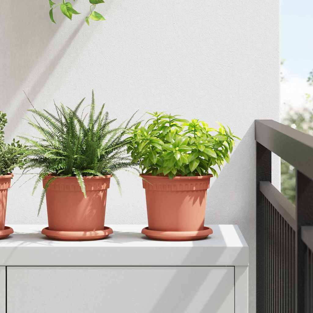 vidaXL Runde Blumenplatte 6 pcs Ziegelrot Ø 14 x 2 cm Kunststoff