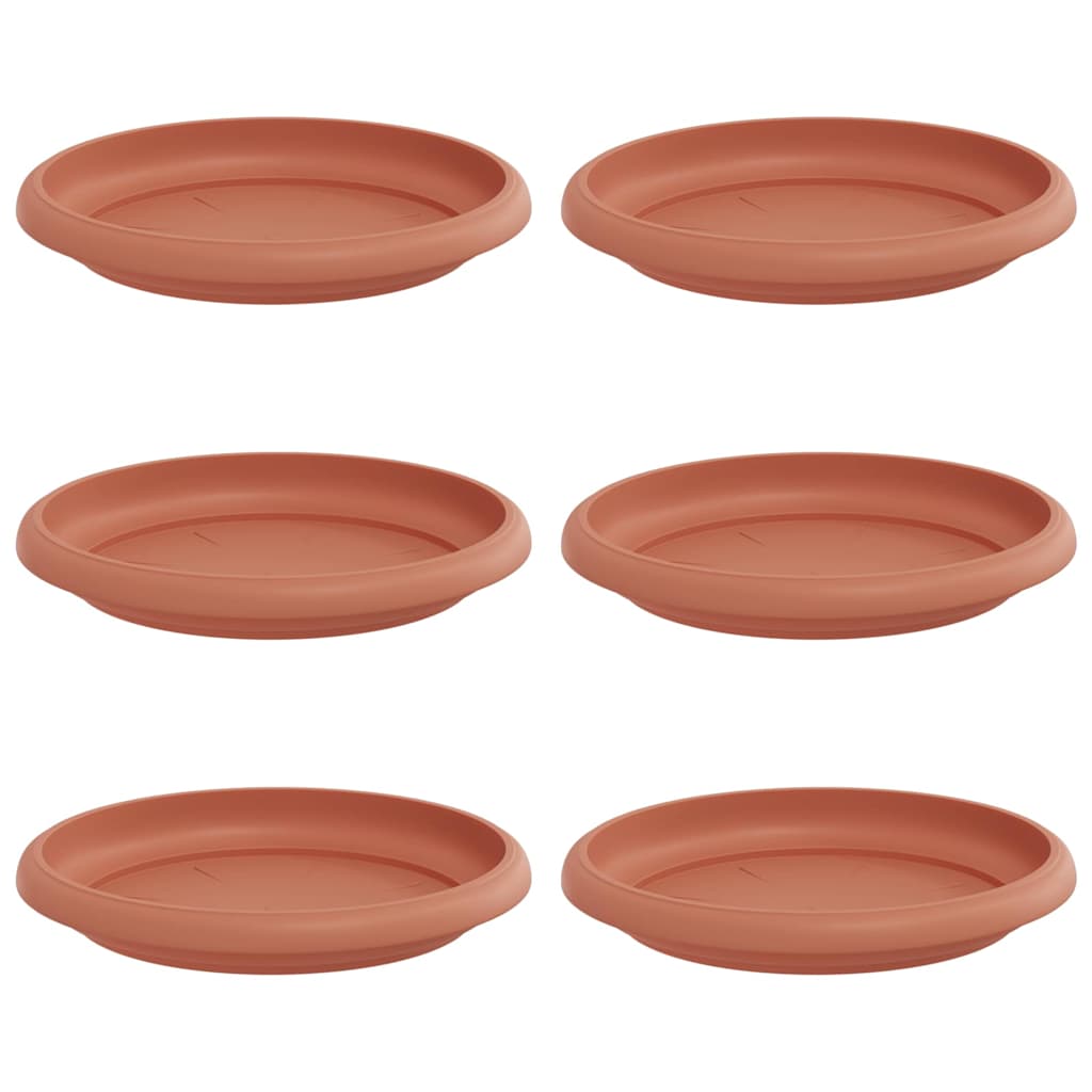 vidaXL Runde Blumenplatte 6 pcs Ziegelrot Ø 14 x 2 cm Kunststoff