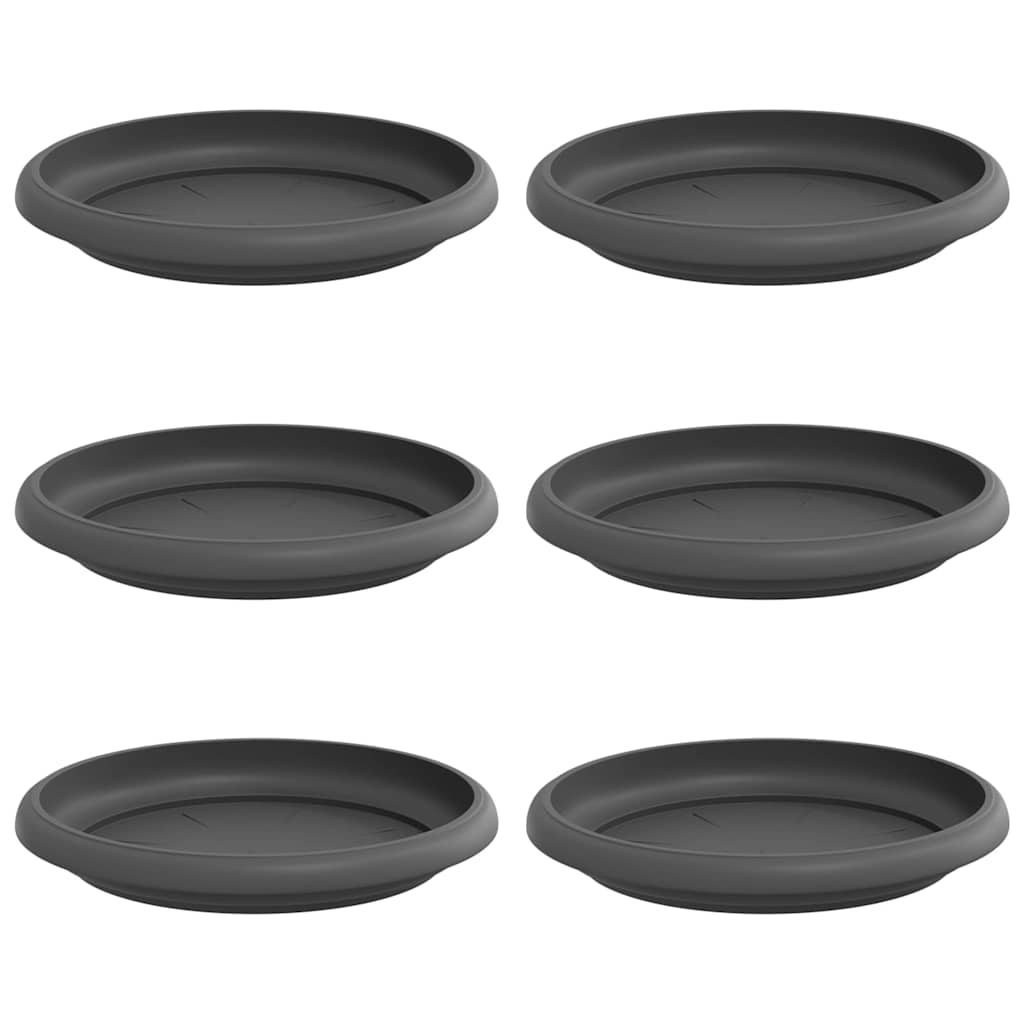 vidaXL Runde Blumenplatte 6 pcs Schwarz Ø 14 x 2 cm Kunststoff