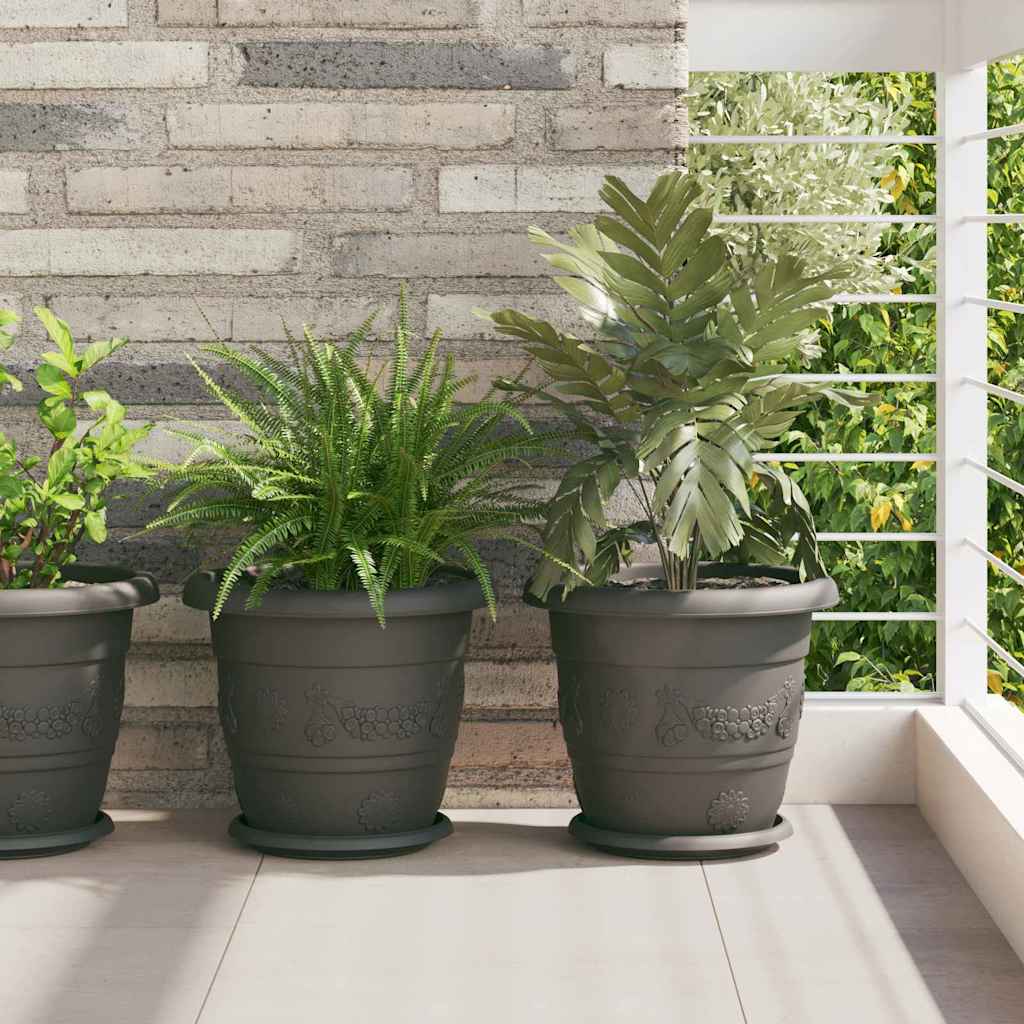 vidaXL Runde Blumenplatte 6 pcs Schwarz Ø 14 x 2 cm Kunststoff