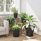 vidaXL Runde Blumenplatte 6 pcs Schwarz Ø 14 x 2 cm Kunststoff