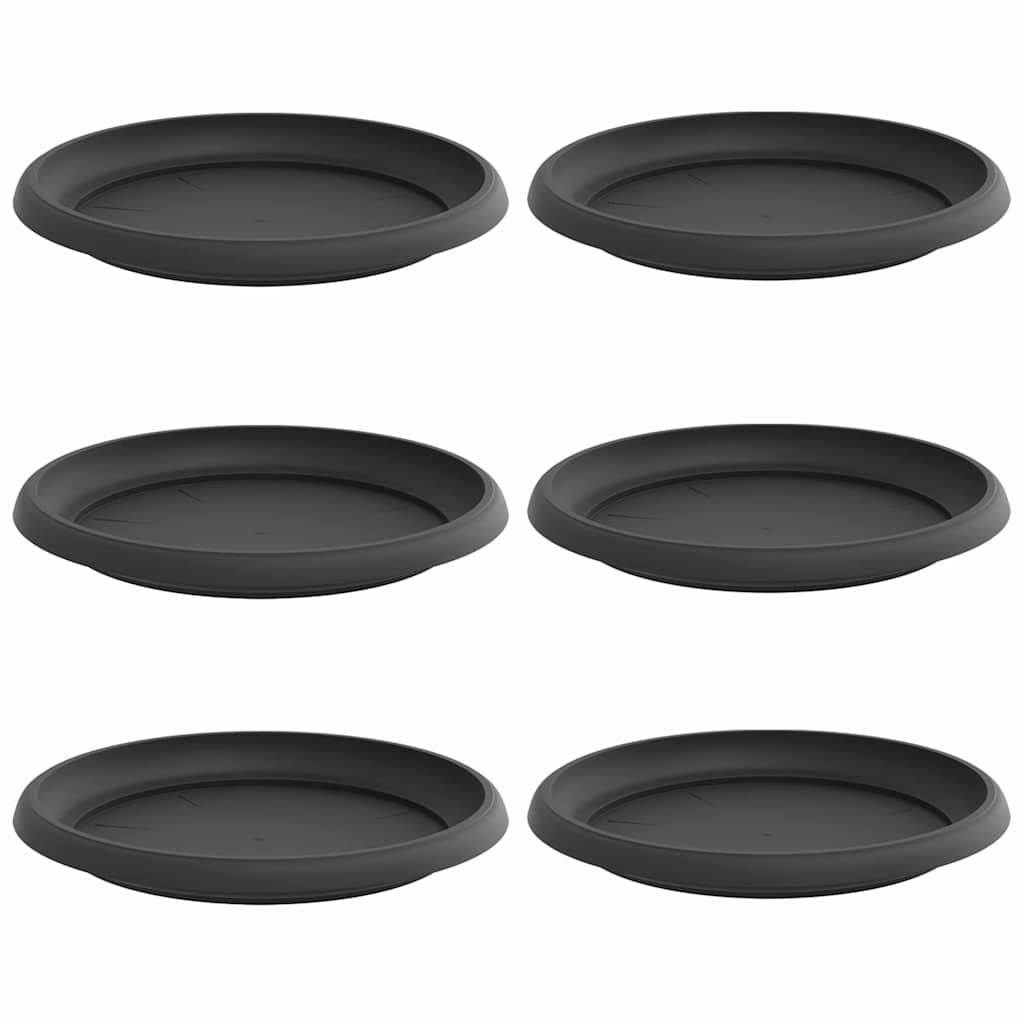 vidaXL Runde Blumenplatte 6 pcs Schwarz Ø 14 x 2 cm Kunststoff