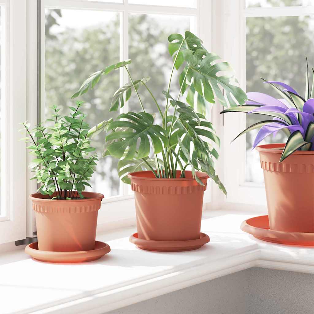 vidaXL Runde Blumenplatte 24 pcs Ziegelrot Ø 14 x 2 cm Kunststoff