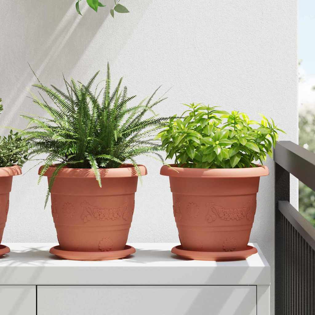 vidaXL Runde Blumenplatte 24 pcs Ziegelrot Ø 14 x 2 cm Kunststoff