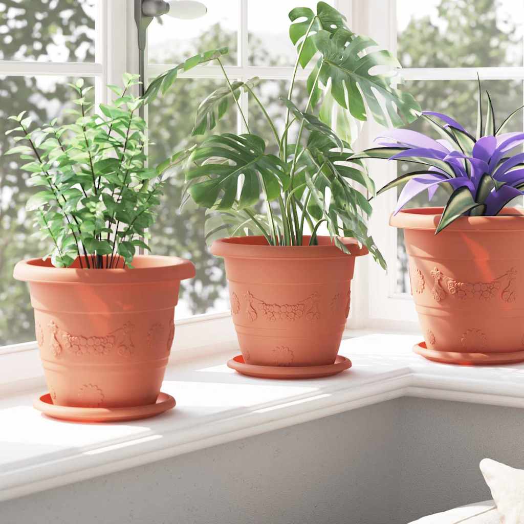vidaXL Runde Blumenplatte 24 pcs Ziegelrot Ø 14 x 2 cm Kunststoff