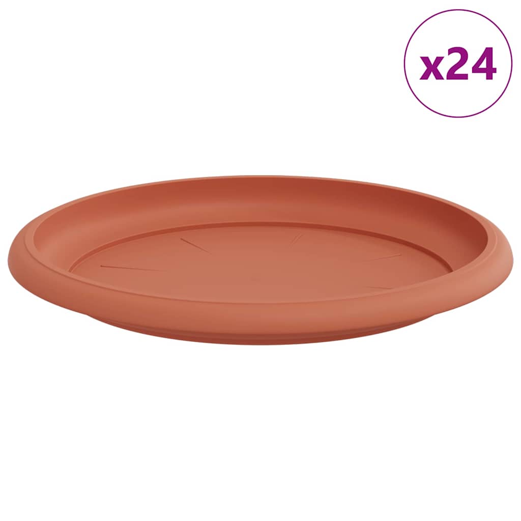 vidaXL Runde Blumenplatte 24 pcs Ziegelrot Ø 14 x 2 cm Kunststoff