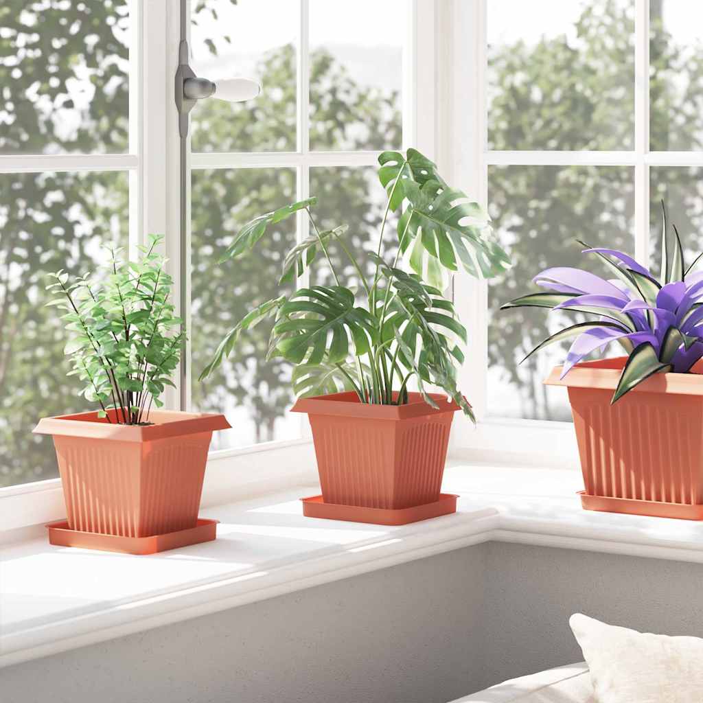 vidaXL Quadratischer Blumentopf 6 pcs Ziegelrot 16 x 16 x 14 cm