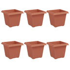 vidaXL Quadratischer Blumentopf 6 pcs Ziegelrot 16 x 16 x 14 cm