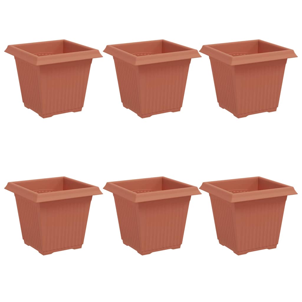 vidaXL Quadratischer Blumentopf 6 pcs Ziegelrot 16 x 16 x 14 cm