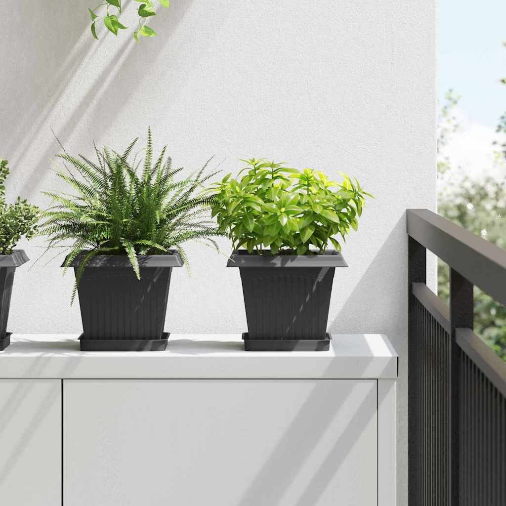 vidaXL Quadratischer Blumentopf 6 pcs Schwarz 20 x 20 x 16 cm