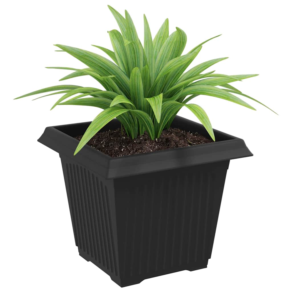 vidaXL Quadratischer Blumentopf 6 pcs Schwarz 20 x 20 x 16 cm