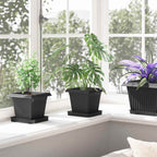 vidaXL Quadratischer Blumentopf 24 pcs Schwarz 16 x 16 x 14 cm