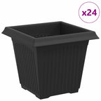 vidaXL Quadratischer Blumentopf 24 pcs Schwarz 16 x 16 x 14 cm