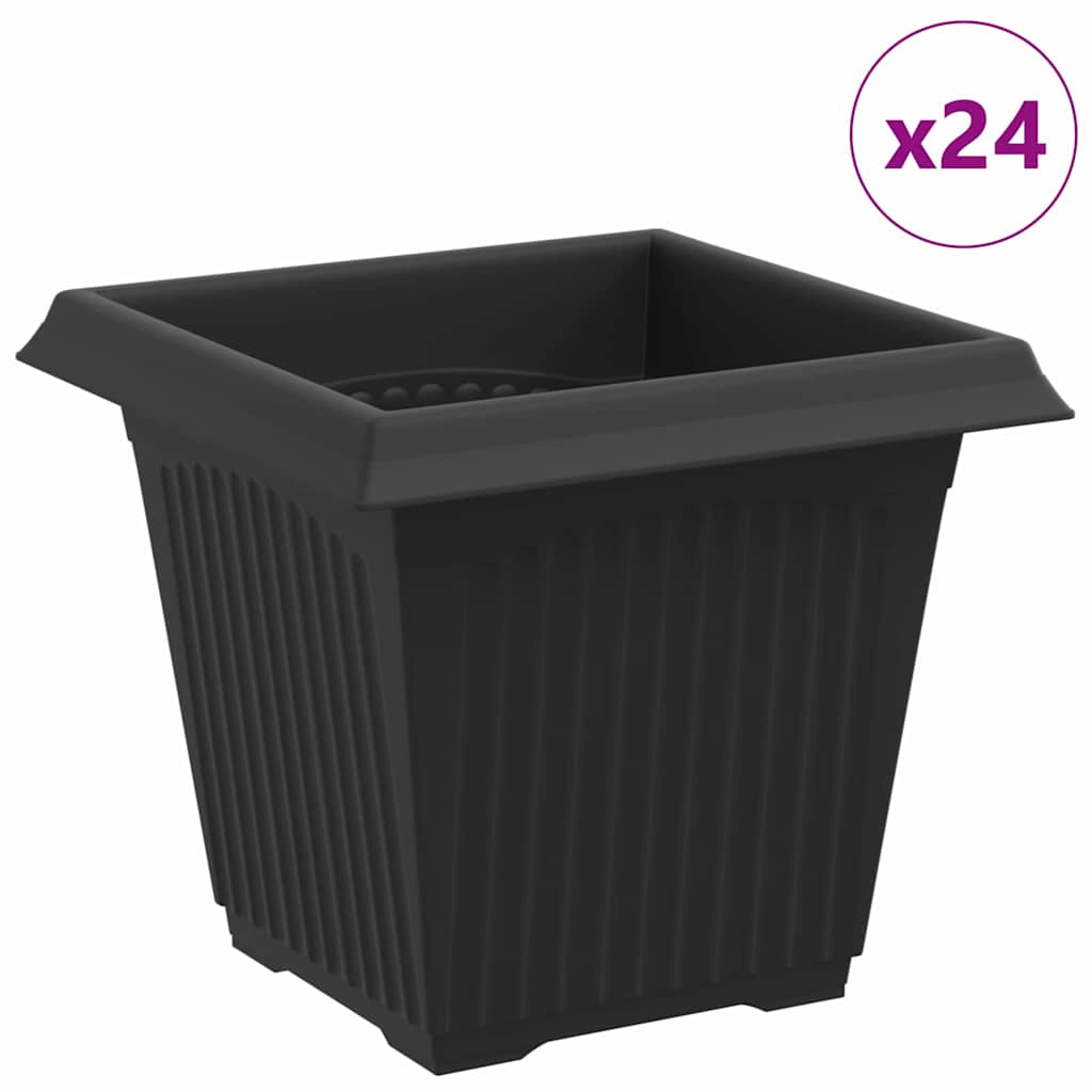 vidaXL Quadratischer Blumentopf 24 pcs Schwarz 16 x 16 x 14 cm