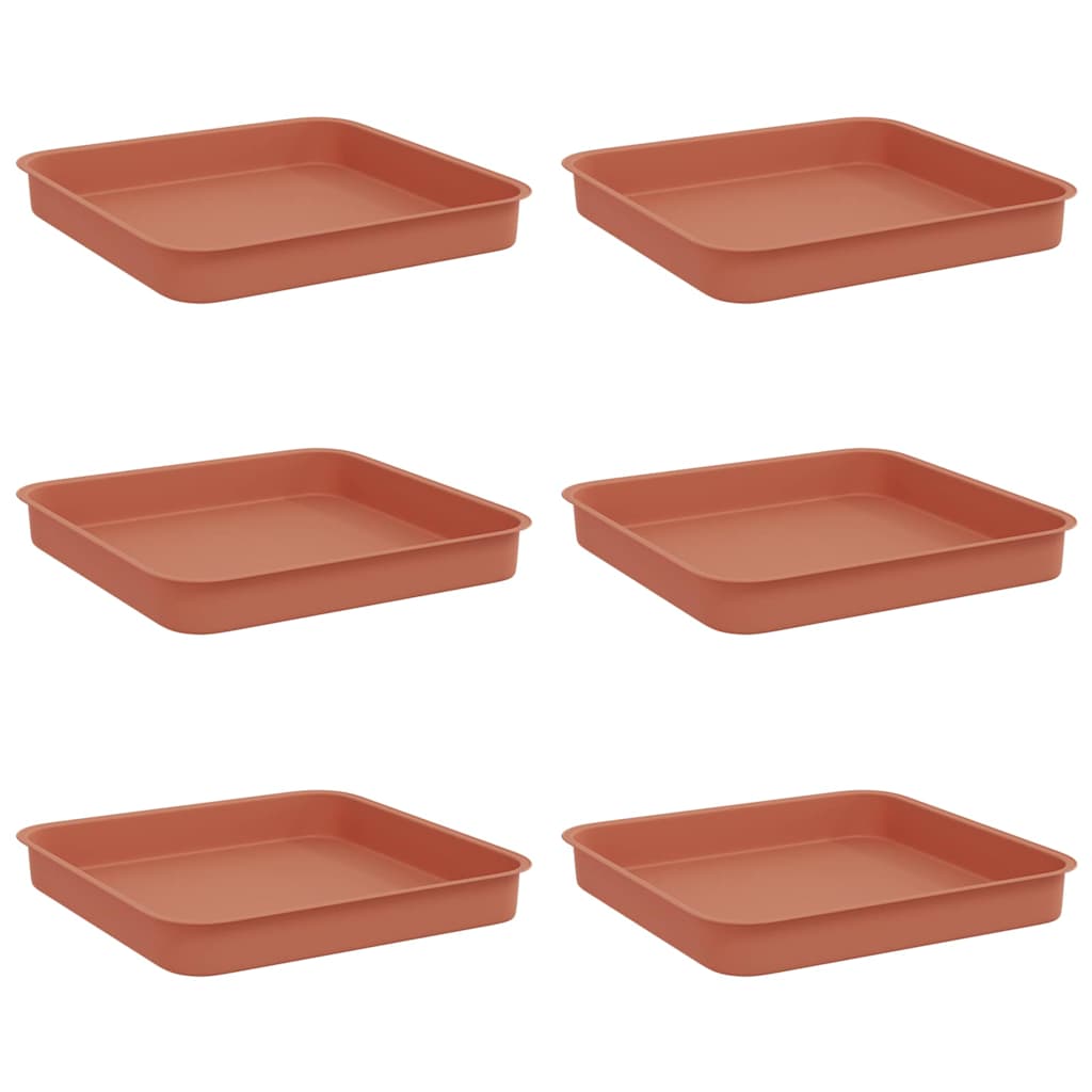 vidaXL Quadratisches Blumentablett 6 pcs Ziegelrot 15 x 15 x 2 cm