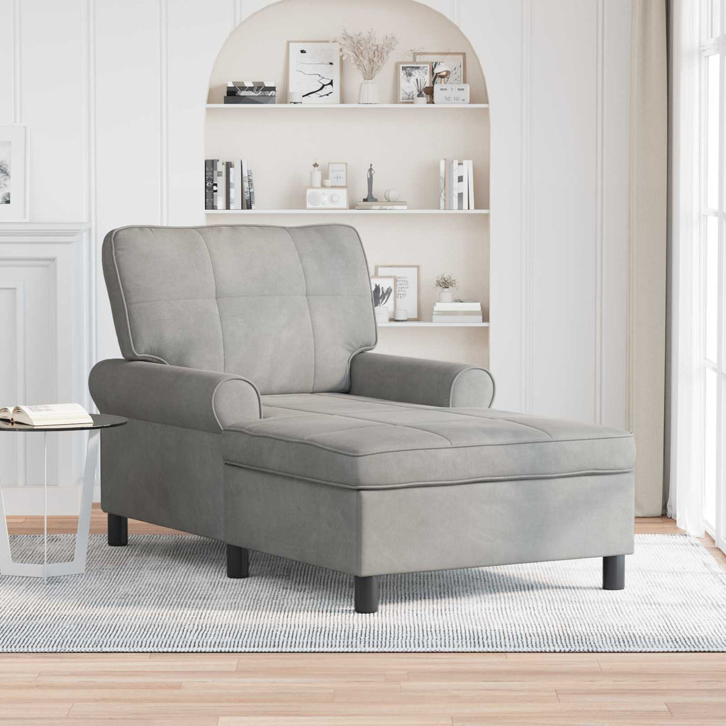 vidaXL Lounge-Liege mit Kissen Hellgrau 91 x 157 x 91 cm Samt