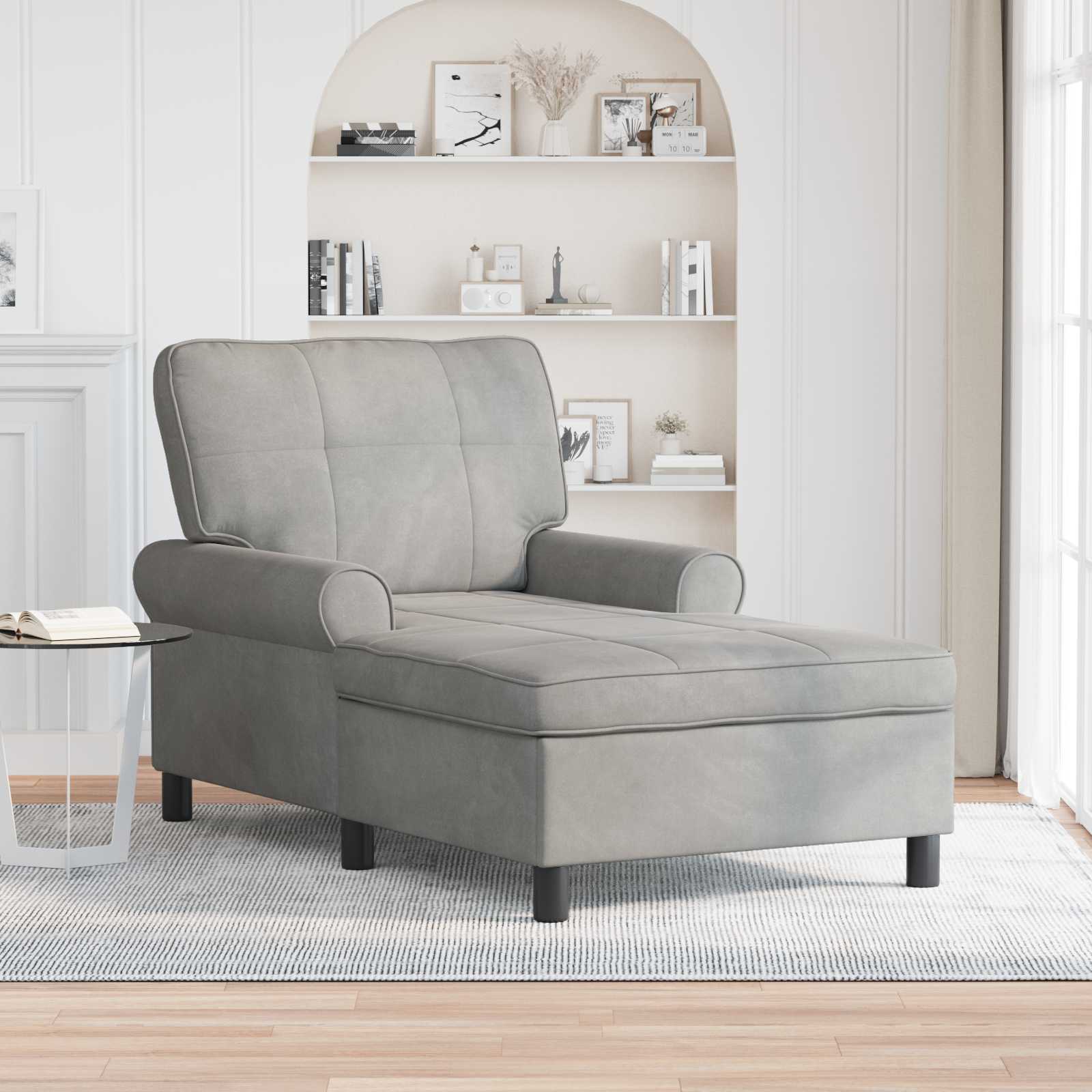 vidaXL Lounge-Liege mit Kissen Hellgrau 91 x 157 x 91 cm Samt