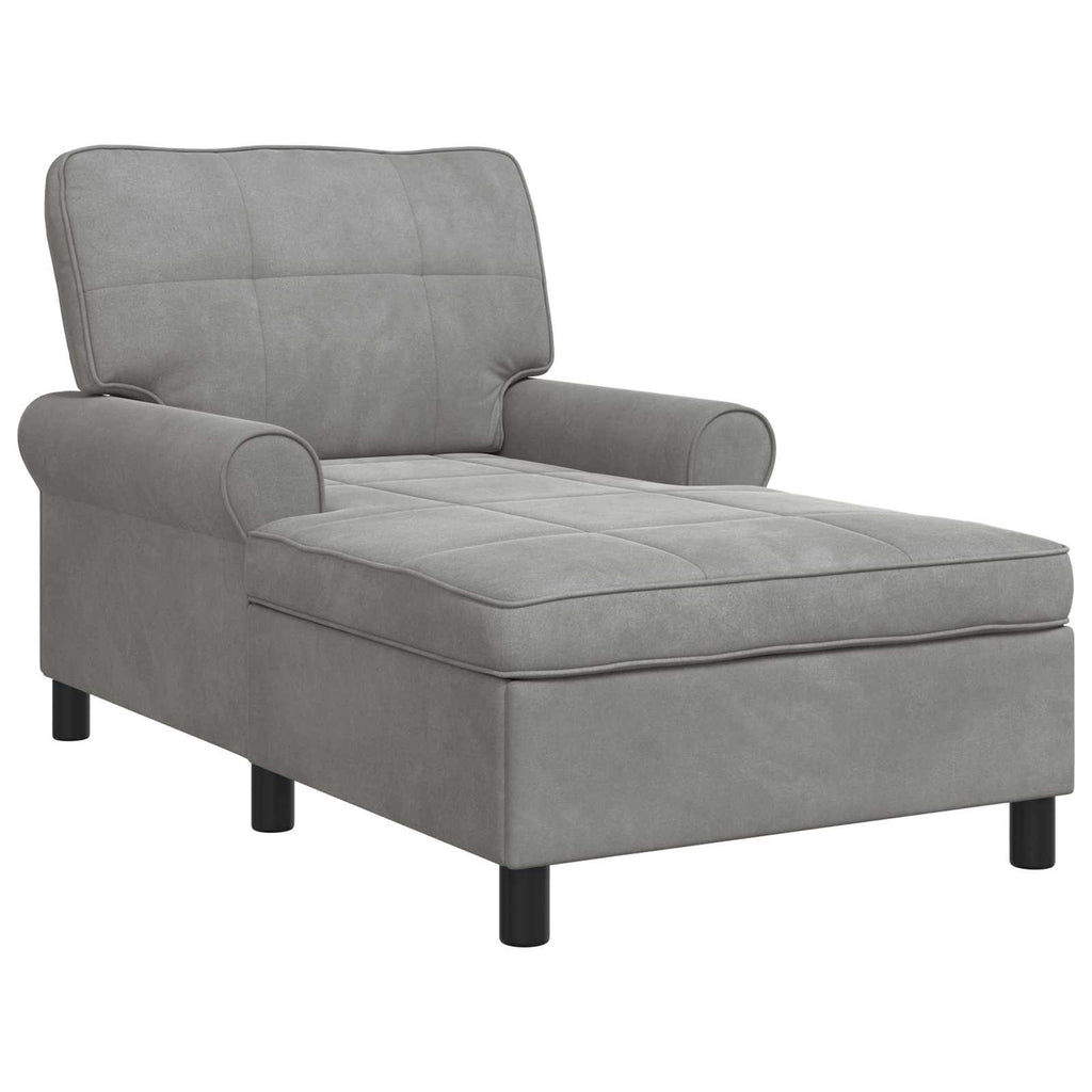 vidaXL Lounge-Liege mit Kissen Hellgrau 91 x 157 x 91 cm Samt
