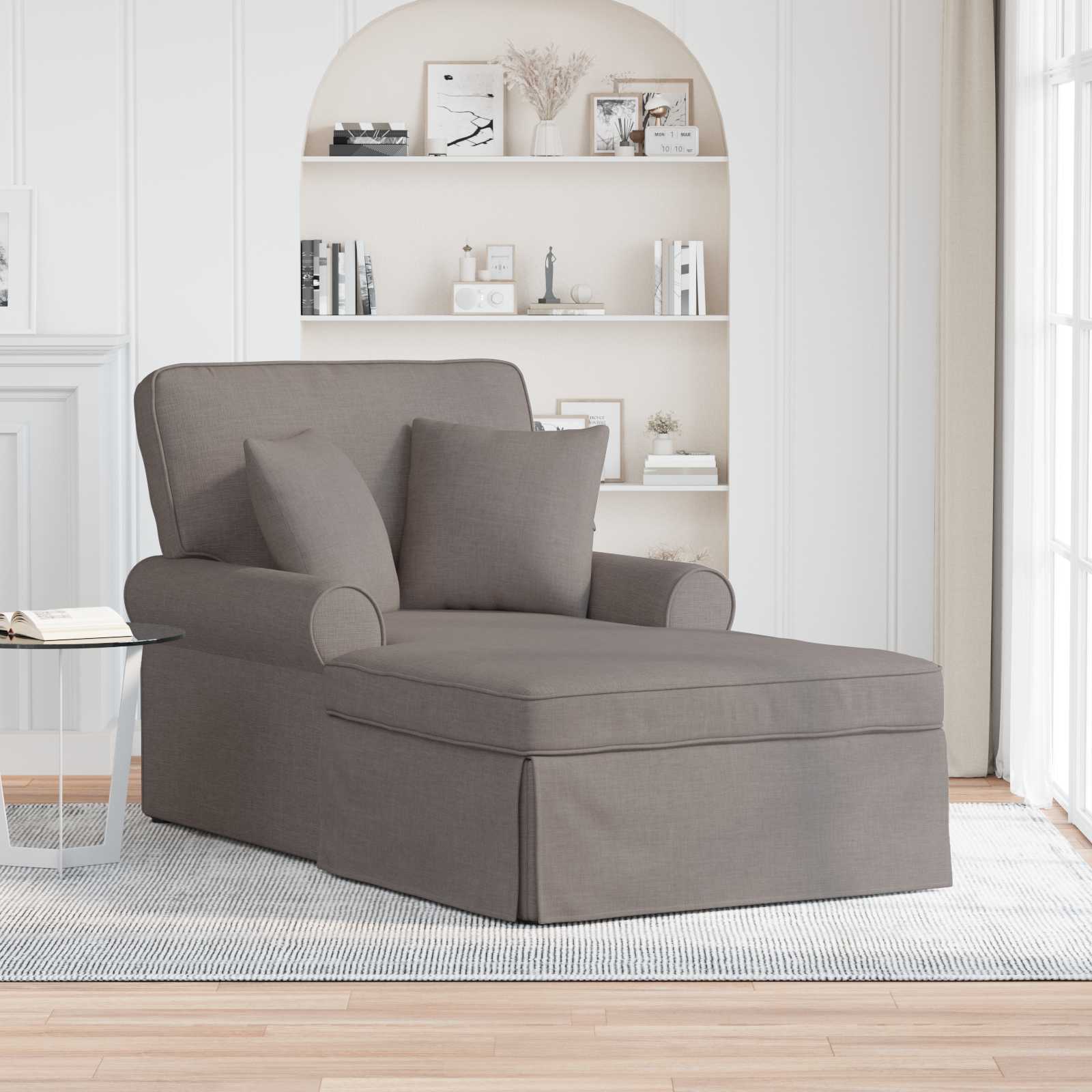 vidaXL Chaise Lounge mit Rock mit Kissen mit Kissen 3 pcs Taupe Stoff
